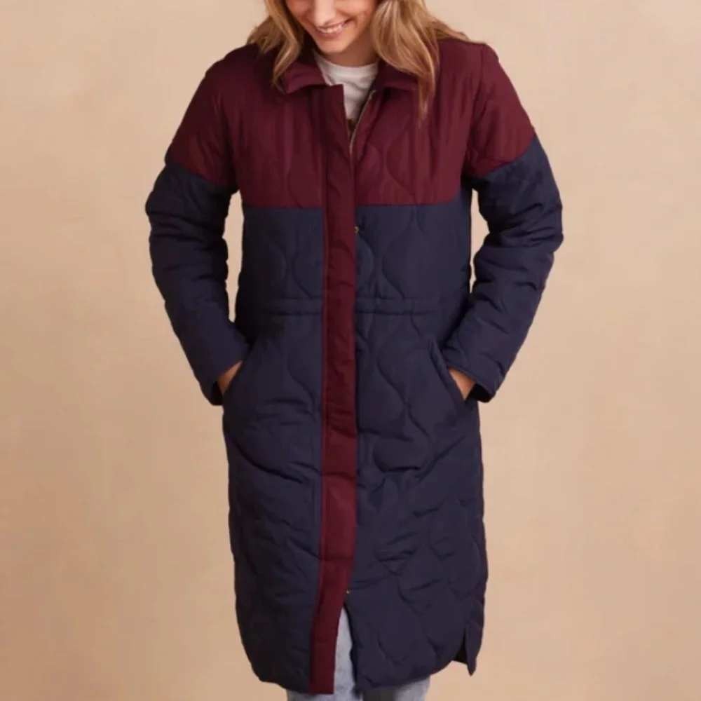 Summersalt Quilted Puffer Coat Womens M Burgundy Navy Colorblock Outdoor Casual
